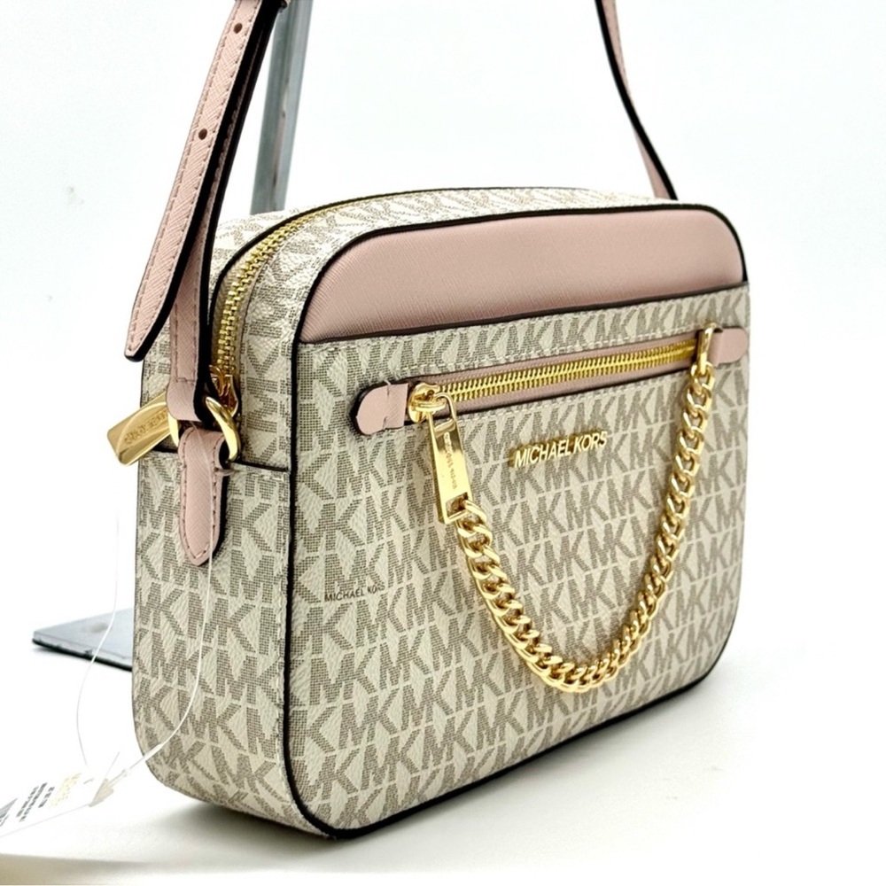Michael Kors Large EW Zip Chain Xbody Crossbody Bag Powder Blush Multi - Picture 4 of 9